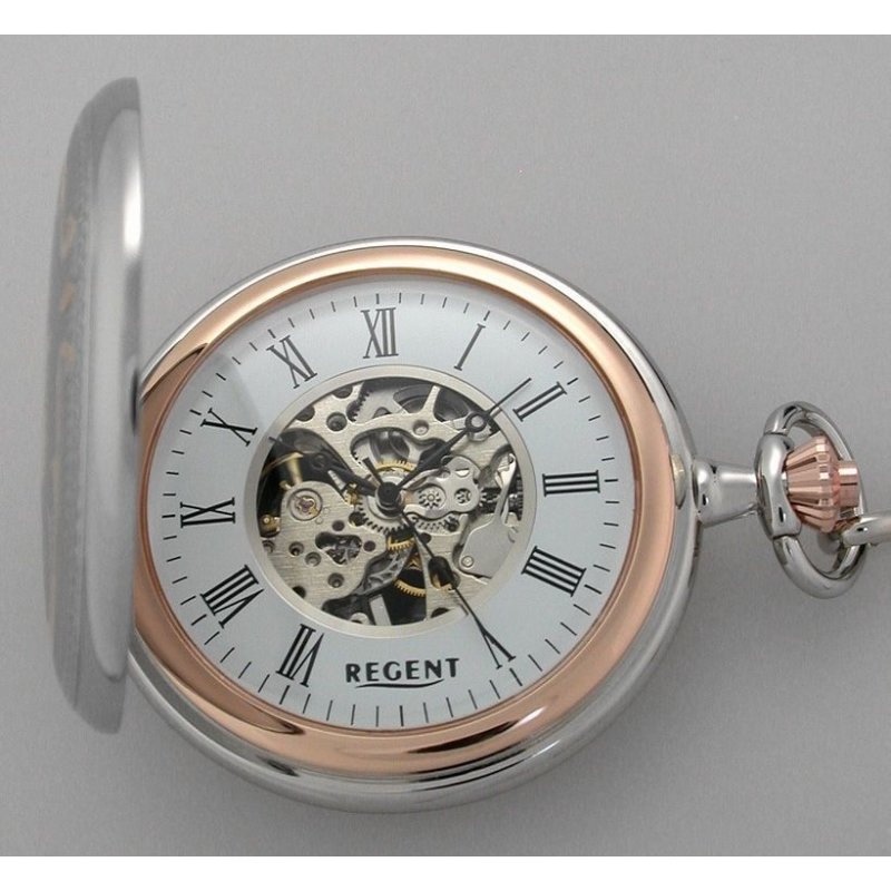 Regent P 702 SKELETT Taschenuhr Kette Handaufzug Traderbiene Gü