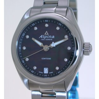 Alpina Geneve Comtesse 34 mm Damenuhr Diamant Perlmutt Edelstahl AL-240MPBD2C6B