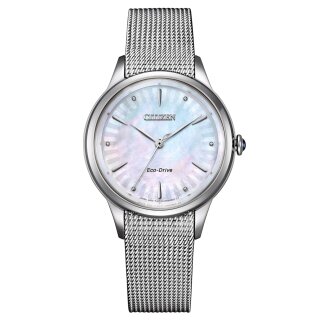 Elegante Citizen ECO-DRIVE Solar Damenuhr Milanaiseband UVP* 199,00 € EM1150-86D