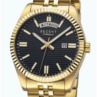 Regent BA-884 Edelstahl Goldpl. 40mm DayDate Herrenuhr 10 BAR WR UVP* 158,00 EUR