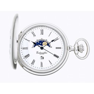 Eichmüller Savonnette Mondphasen-Taschenuhr mit Kette Schweizer Werk Ref 8216-01