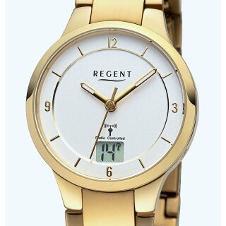 Regent FR-289 Edelstahl - Goldpl. Damenuhr Funkuhr UVP* 198,00 EUR  5 ATM WR